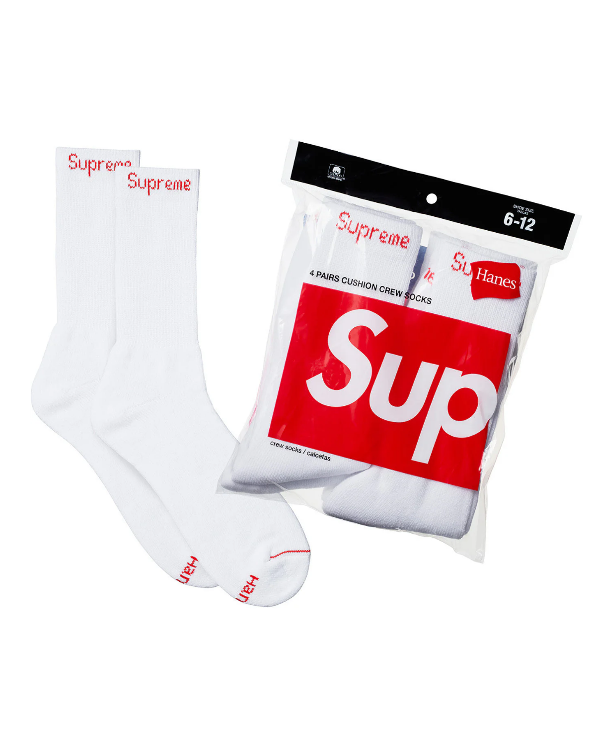 Supreme Hanes Crew Socks White (4 pack) *OKAZJA* Image