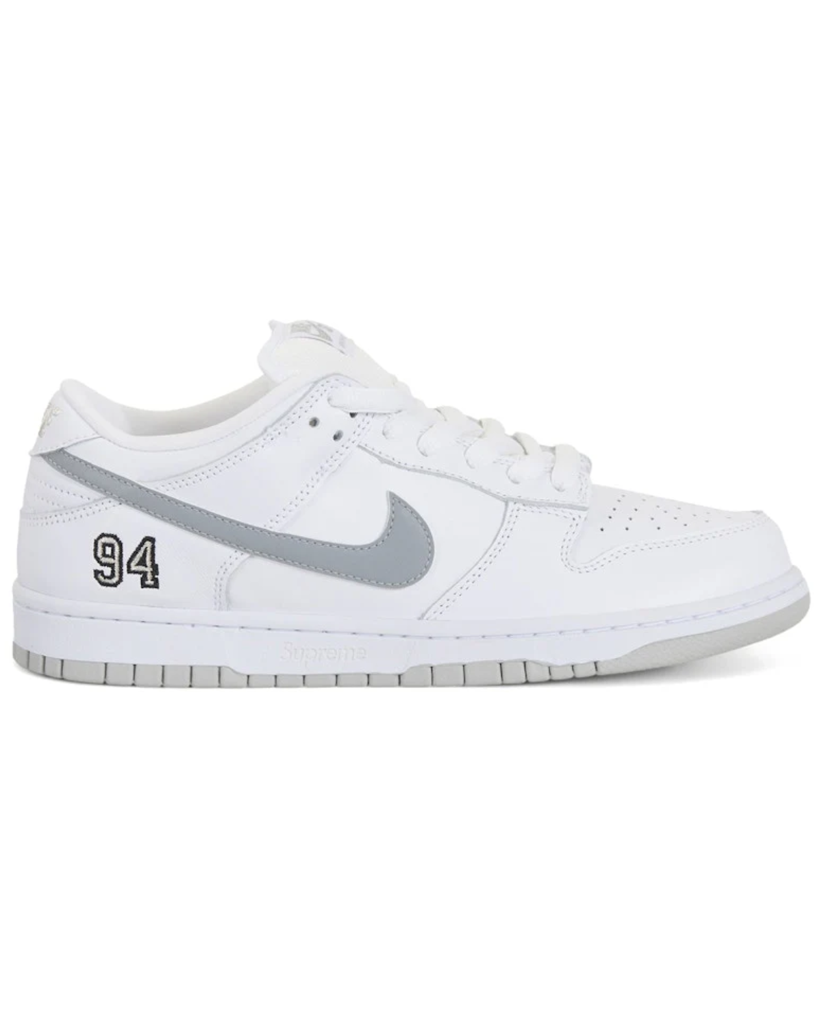 Nike SB Dunk Low Supreme 94 White Metallic Silver Image