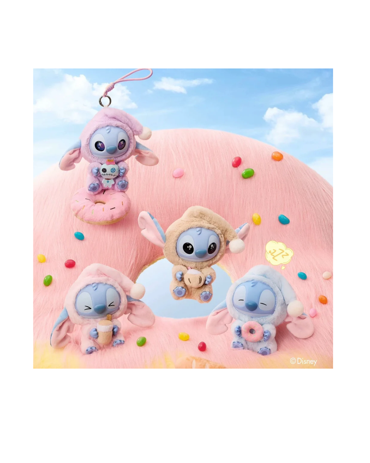 Miniso Top Toy Disney Stitch Eating Something Before Sleep Plush Keychain Single Blind Box thumbnail