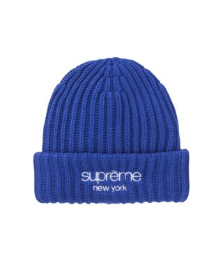 Supreme Chunky Rib Classic Logo Beanie Royal