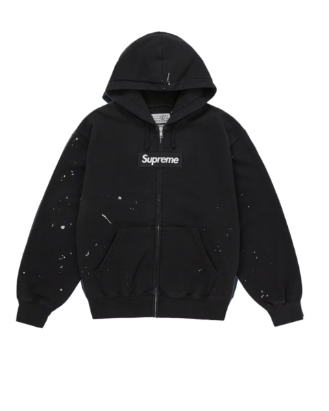 Supreme MM6 Maison Margiela Box Logo Zip Up Hooded Sweatshirt Black