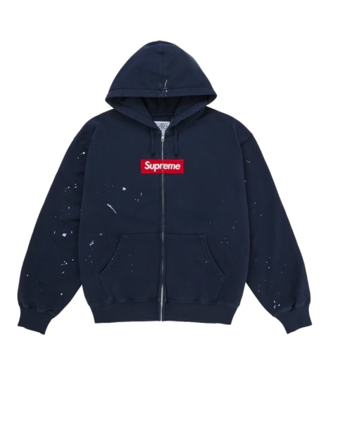 Supreme MM6 Maison Margiela Box Logo Zip Up Hooded Sweatshirt Navy