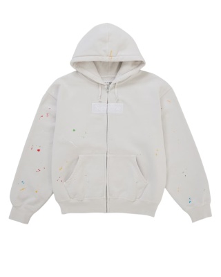 Supreme MM6 Maison Margiela Box Logo Zip Up Hooded Sweatshirt White