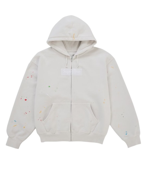 Supreme MM6 Maison Margiela Box Logo Zip Up Hooded Sweatshirt White