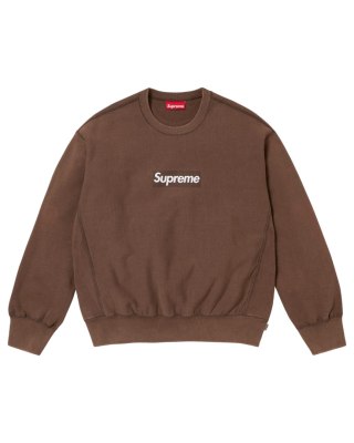 Supreme Washed Box Logo Crewneck Brown