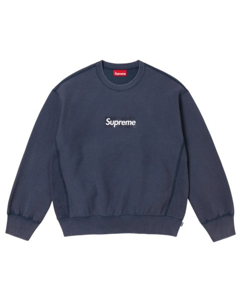Supreme Washed Box Logo Crewneck Navy